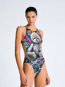 Women's training one-piece swimsuit PINUP 459PF - Psycho