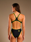 Women's training one-piece swimsuit PINUP 259PF - Outline Giallo Fluo, view 2