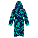 Kids' bathrobe - 30ACF Blue with mint logo, back view - BONESWIMMER