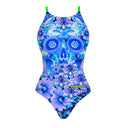 Costume intero donna da allenamento IBIZA 189IF - Teschio Floreale, vista frontale