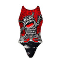 Costume intero bambina da allenamento PINUP 492P - Tribale, vista frontale