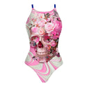 Costume intero donna da allenamento IBIZA 197I - Teschio Rosa, vista frontale