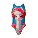 Costume intero donna da allenamento PINUP 491P - Bianca, vista frontale
