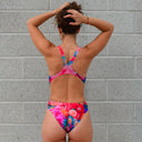 Costume intero donna da allenamento PINUP 491P - Bianca, vista posteriore