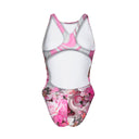 Costume intero bambina da allenamento PINUP 489P - Teschio Rosa, vista posteriore