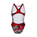 Costume intero bambina da allenamento PINUP 492P - Tribale, vista posteriore