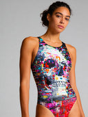 Costume intero donna da allenamento PINUP 534P - Glitch, vista frontale