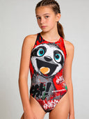 Costume intero bambina da allenamento PINUP 540P - Bradipo, vista frontale