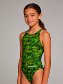Costume intero bambina da allenamento PINUP 532P - Puzzle, vista frontale