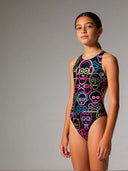 Costume intero bambina da allenamento PINUP 548PF - Skull tribe, vista frontale