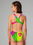 Costume intero bambina da allenamento PINUP 535PF - Slime, vista posteriore