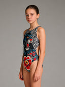 Costume intero bambina da allenamento PINUP 533P - Tattoo, vista frontale