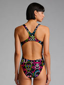 Costume intero donna da allenamento PINUP 548PF - Skull tribe, vista posteriore