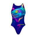 Costume intero bambina da allenamento PINUP 542PF - Shark Wave, vista posteriore