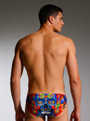 Slip da nuoto uomo da allenamento H2OTTO 435HF - Blue skull vista 2 — costume da nuoto uomo, BONESWIMMER Made in Italy