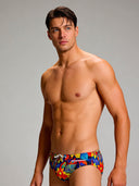 Slip da nuoto uomo da allenamento H2OTTO 435HF - Blue skull — costume da nuoto uomo, BONESWIMMER Made in Italy