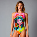Costume intero donna da allenamento PINUP 521P - Illusa, vista frontale
