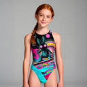 Costume intero bambina da allenamento PINUP 523P - Astrosurf, vista frontale