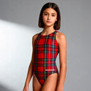 Costume intero bambina da allenamento PINUP 527P - Tartan, vista frontale