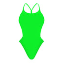 Costume intero donna da mare Milano - Verde Fluo, vista frontale
