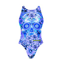 Costume intero bambina da allenamento PINUP 478PF - Teschio Floreale, vista frontale