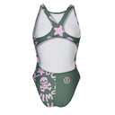 Costume intero bambina da allenamento PINUP 388P - Logo Military + Rosa Chiaro, vista posteriore
