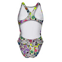 Costume intero donna da allenamento PINUP 250PF - Teschi Messico, vista posteriore