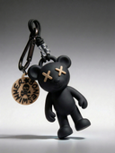 Teddy Psycho Charm con Badge - Nero + Beige — portachiavi, BONESWIMMER Made in Italy
