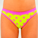 Slip bikini donna da mare Big Sur L024BIF - Big Sur Giallo Stelle Fucsia Fluo, vista frontale