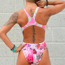 Costume intero donna da allenamento PINUP 489P - Teschio Rosa, vista posteriore