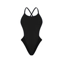 Costume intero bambina da mare Alte - Total Black, vista frontale