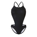Costume intero donna da mare Dega - Total Black, vista frontale